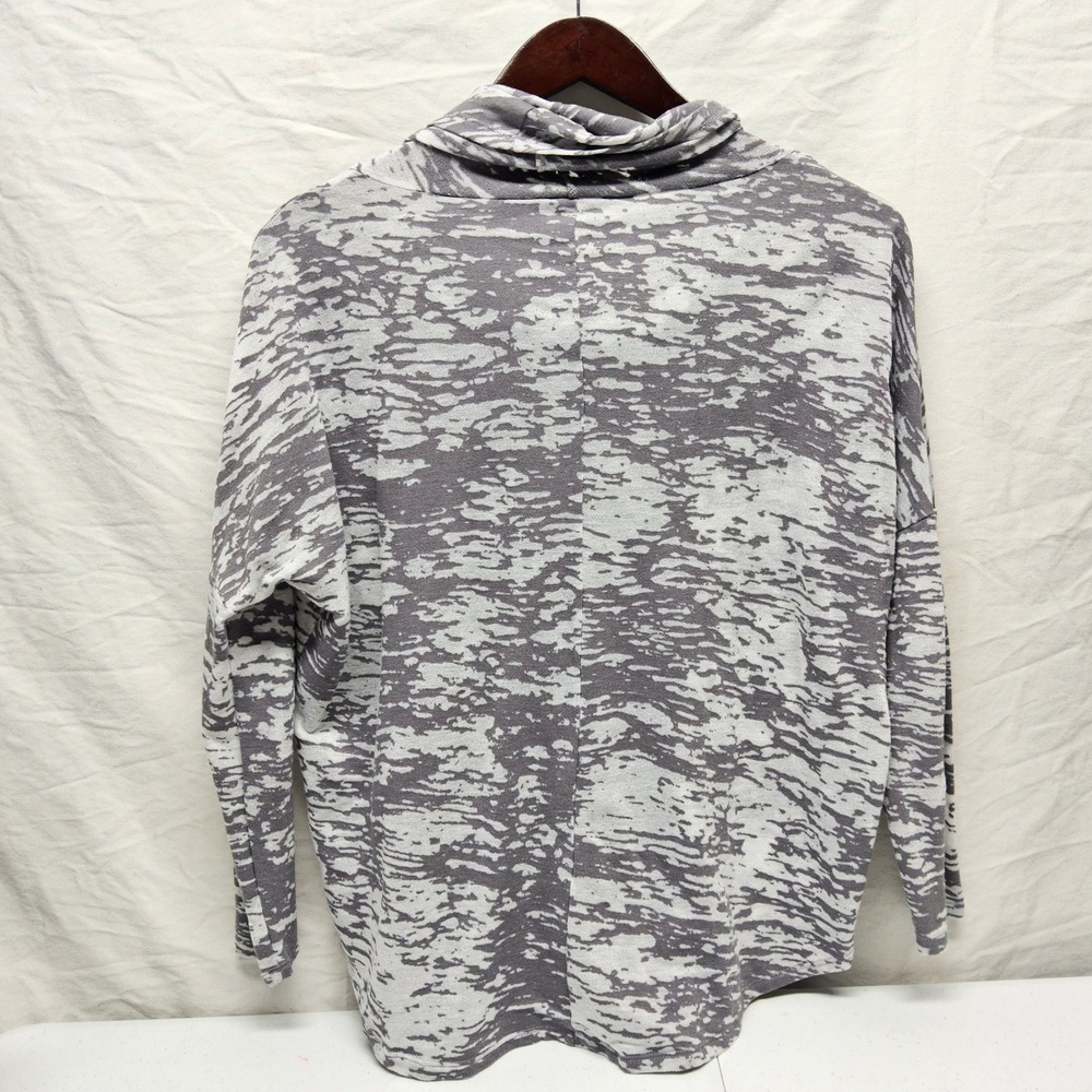 Neiman Marcus Cowl Neck Top Womens XL Gray White Abstract Marbled Knit - Picture 7 of 10